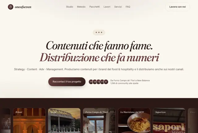 Home di One of Seven, studio per food e hospitality: «Contenuti che fanno fame, distribuzione che fa numeri».
