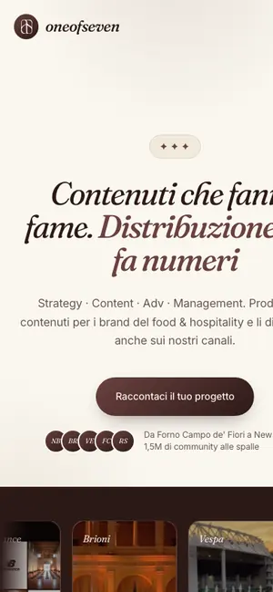 One of Seven su smartphone, con i servizi scorrevoli.