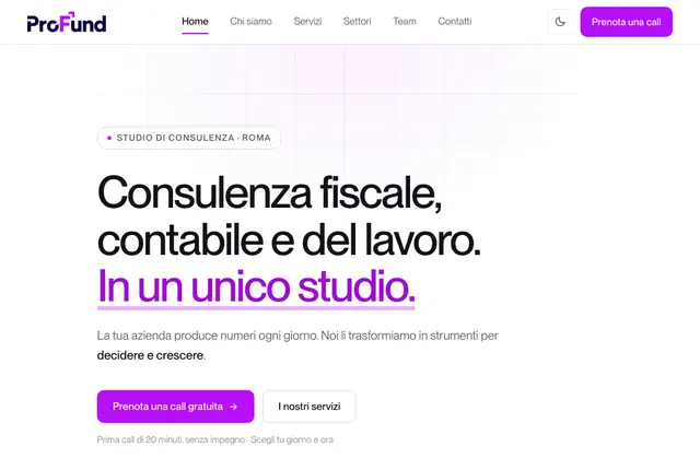 Home del sito Profund: studio di consulenza fiscale, contabile e del lavoro a Roma.